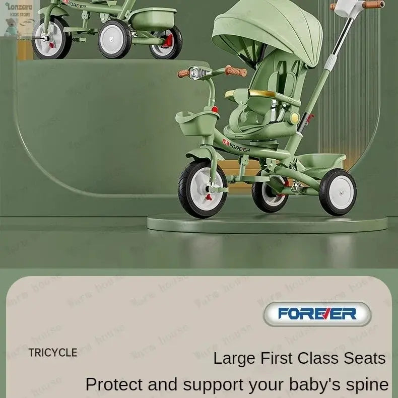 Portable Three-wheel Baby Stroller Foldable Three-wheel Baby Stroller for Children Seat Swivel Three-wheeled Children's Bicycle Lonzaro Kids
