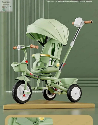 Portable Three-wheel Baby Stroller Foldable Three-wheel Baby Stroller for Children Seat Swivel Three-wheeled Children's Bicycle Lonzaro Kids
