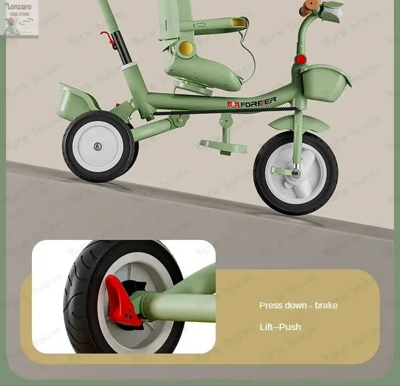 Portable Three-wheel Baby Stroller Foldable Three-wheel Baby Stroller for Children Seat Swivel Three-wheeled Children's Bicycle Lonzaro Kids