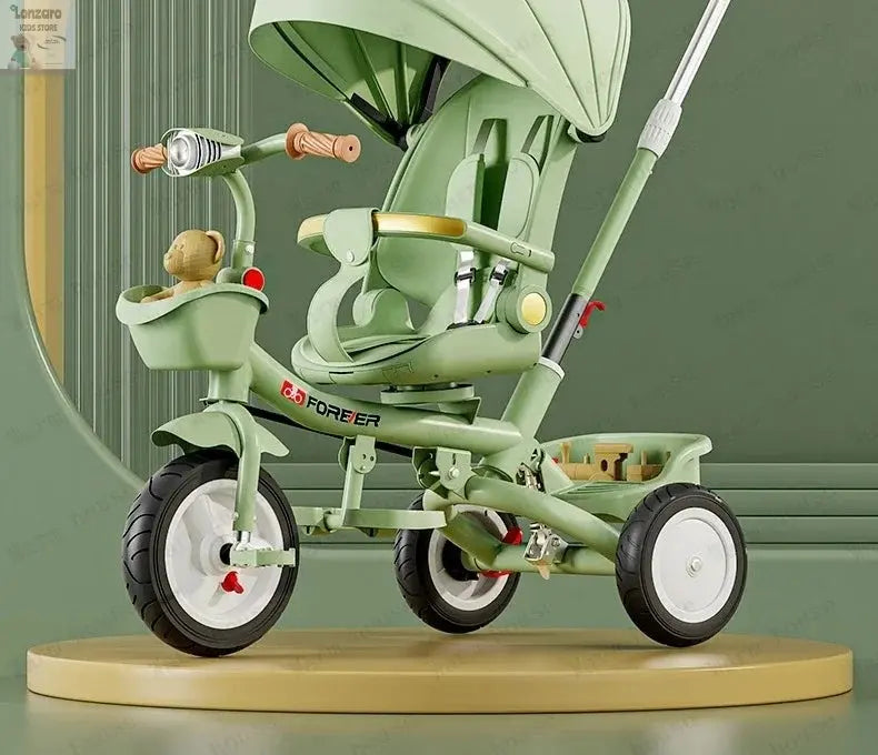 Portable Three-wheel Baby Stroller Foldable Three-wheel Baby Stroller for Children Seat Swivel Three-wheeled Children's Bicycle Lonzaro Kids