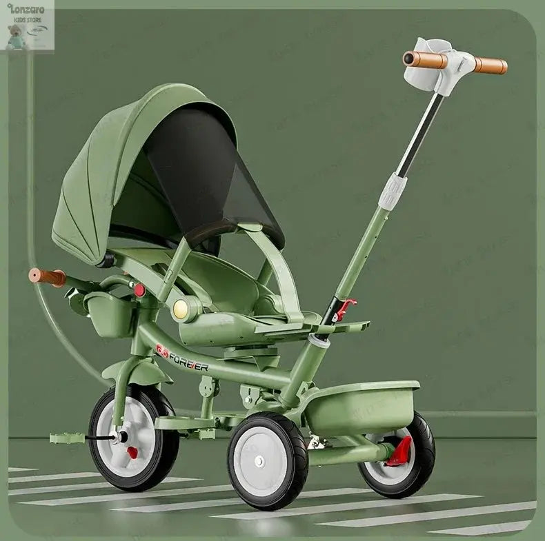 Portable Three-wheel Baby Stroller Foldable Three-wheel Baby Stroller for Children Seat Swivel Three-wheeled Children's Bicycle Lonzaro Kids