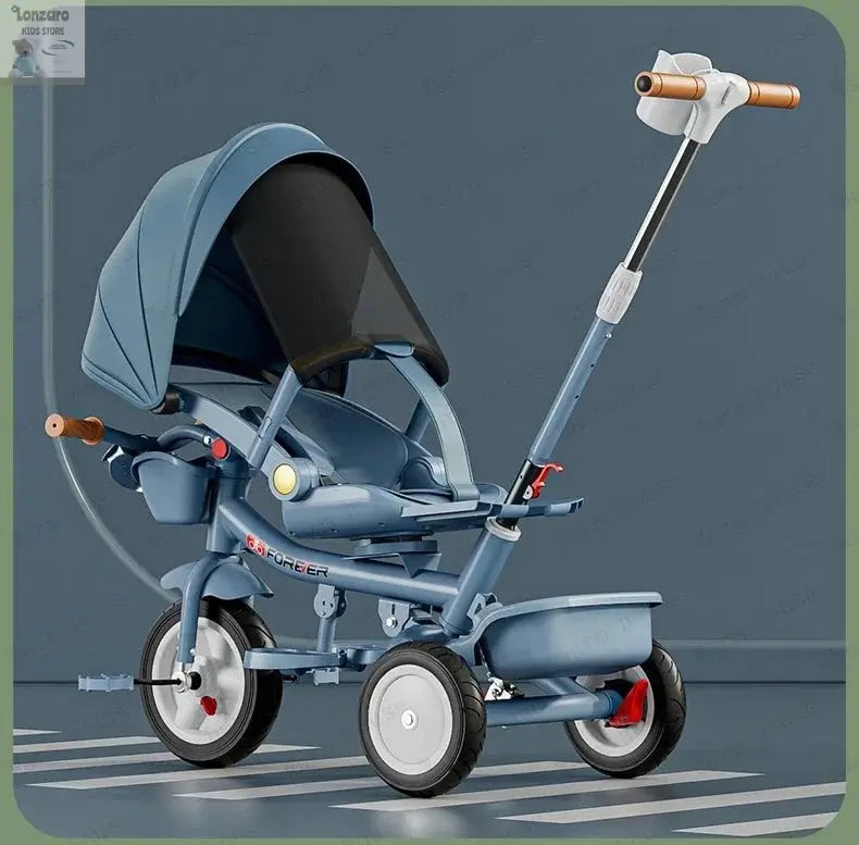 Portable Three-wheel Baby Stroller Foldable Three-wheel Baby Stroller for Children Seat Swivel Three-wheeled Children's Bicycle Lonzaro Kids