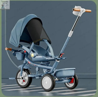 Portable Three-wheel Baby Stroller Foldable Three-wheel Baby Stroller for Children Seat Swivel Three-wheeled Children's Bicycle Lonzaro Kids