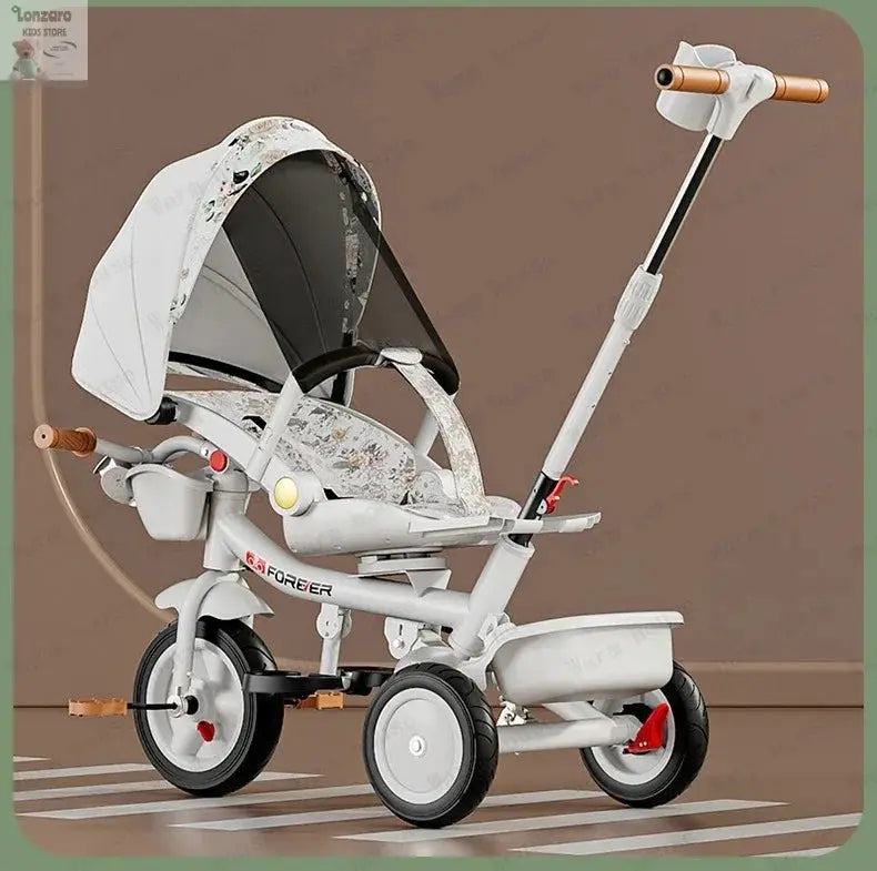 Portable Three-wheel Baby Stroller Foldable Three-wheel Baby Stroller for Children Seat Swivel Three-wheeled Children's Bicycle Lonzaro Kids