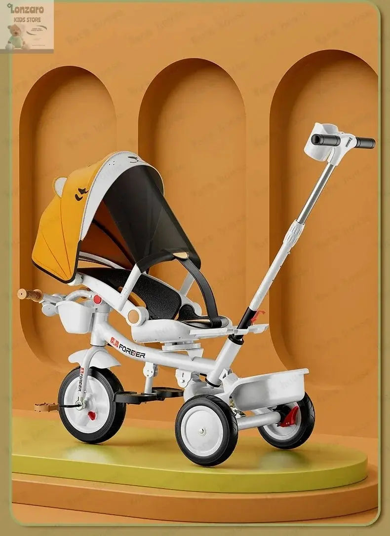 Portable Three-wheel Baby Stroller Foldable Three-wheel Baby Stroller for Children Seat Swivel Three-wheeled Children's Bicycle Lonzaro Kids