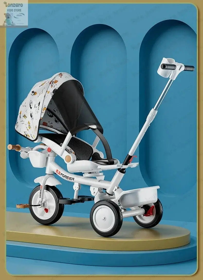 Portable Three-wheel Baby Stroller Foldable Three-wheel Baby Stroller for Children Seat Swivel Three-wheeled Children's Bicycle Lonzaro Kids
