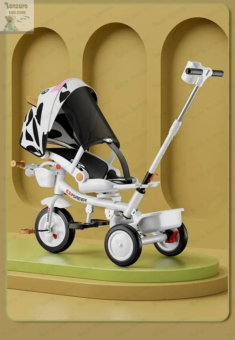 Portable Three-wheel Baby Stroller Foldable Three-wheel Baby Stroller for Children Seat Swivel Three-wheeled Children's Bicycle Lonzaro Kids