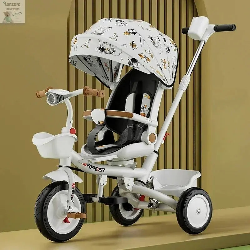 Portable Three-wheel Baby Stroller Foldable Three-wheel Baby Stroller for Children Seat Swivel Three-wheeled Children's Bicycle Lonzaro Kids