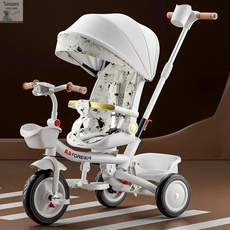 Portable Three-wheel Baby Stroller Foldable Three-wheel Baby Stroller for Children Seat Swivel Three-wheeled Children's Bicycle Lonzaro Kids