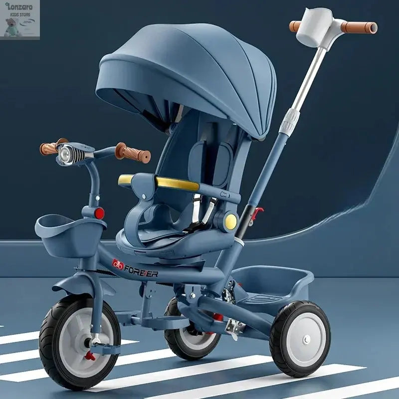 Portable Three-wheel Baby Stroller Foldable Three-wheel Baby Stroller for Children Seat Swivel Three-wheeled Children's Bicycle Lonzaro Kids