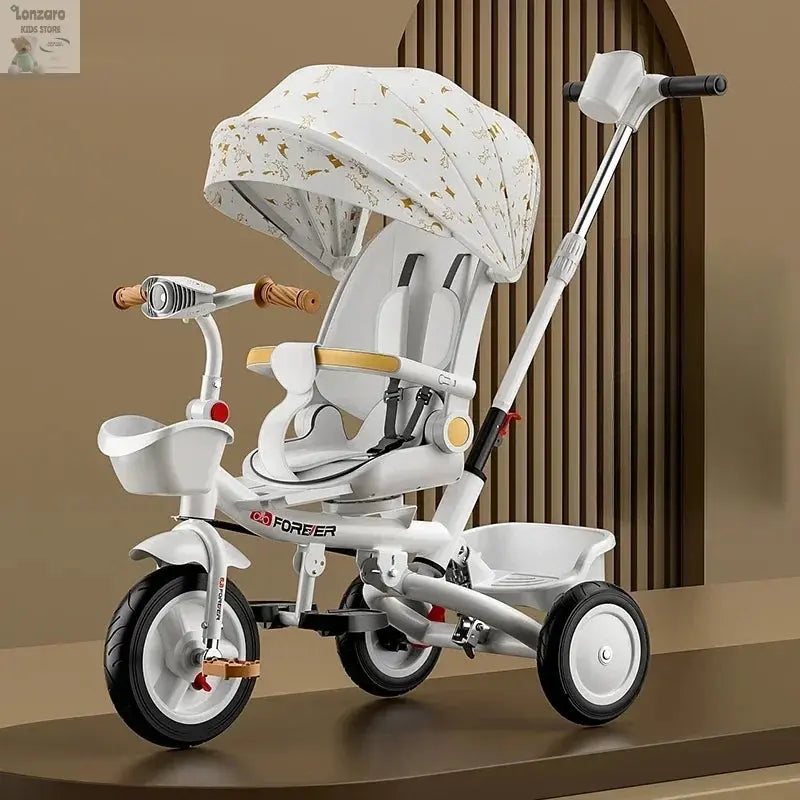 Portable Three-wheel Baby Stroller Foldable Three-wheel Baby Stroller for Children Seat Swivel Three-wheeled Children's Bicycle Lonzaro Kids