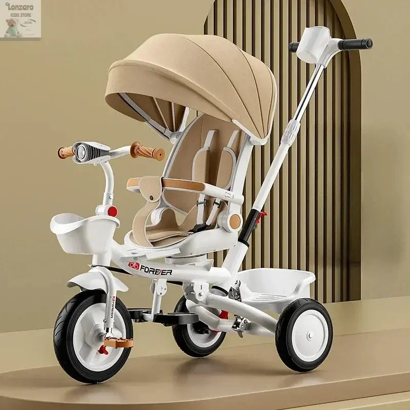 Portable Three-wheel Baby Stroller Foldable Three-wheel Baby Stroller for Children Seat Swivel Three-wheeled Children's Bicycle Lonzaro Kids