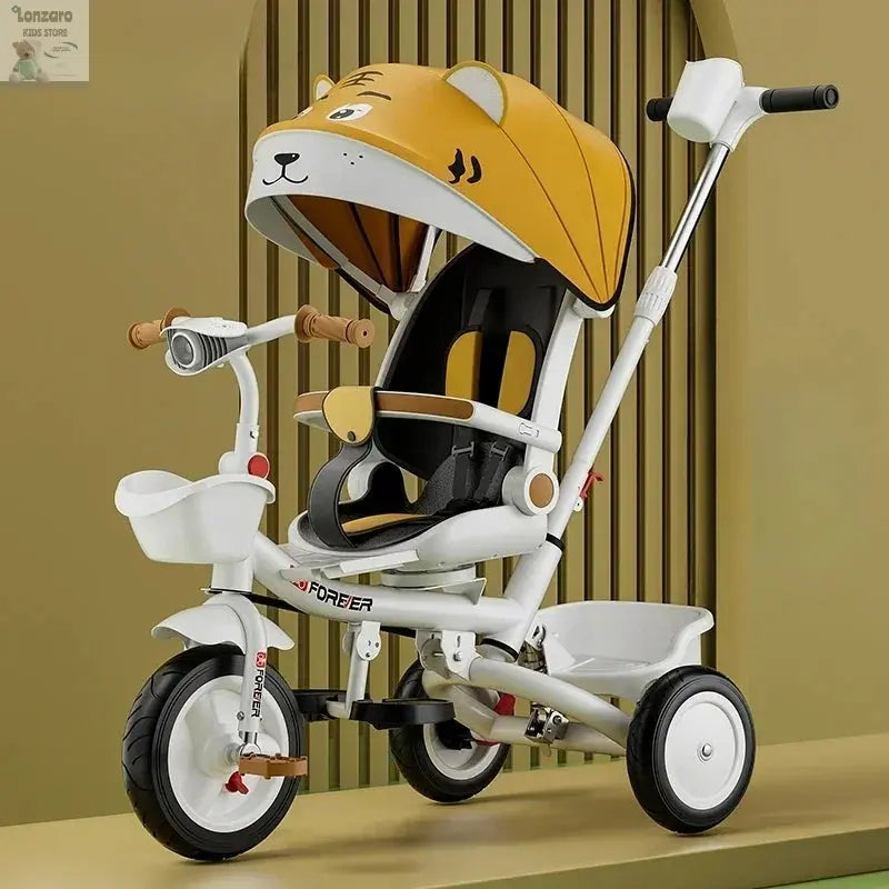 Portable Three-wheel Baby Stroller Foldable Three-wheel Baby Stroller for Children Seat Swivel Three-wheeled Children's Bicycle Lonzaro Kids