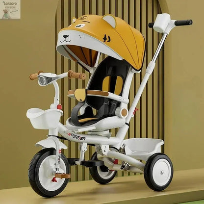 Portable Three-wheel Baby Stroller Foldable Three-wheel Baby Stroller for Children Seat Swivel Three-wheeled Children's Bicycle Lonzaro Kids
