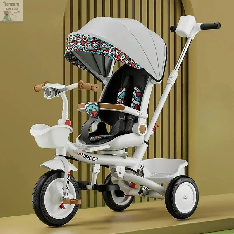 Portable Three-wheel Baby Stroller Foldable Three-wheel Baby Stroller for Children Seat Swivel Three-wheeled Children's Bicycle Lonzaro Kids