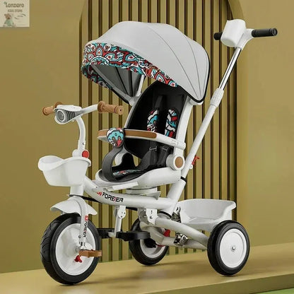 Portable Three-wheel Baby Stroller Foldable Three-wheel Baby Stroller for Children Seat Swivel Three-wheeled Children's Bicycle Lonzaro Kids