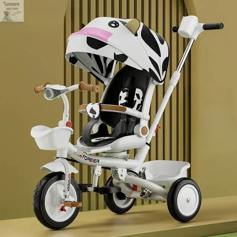 Portable Three-wheel Baby Stroller Foldable Three-wheel Baby Stroller for Children Seat Swivel Three-wheeled Children's Bicycle Lonzaro Kids