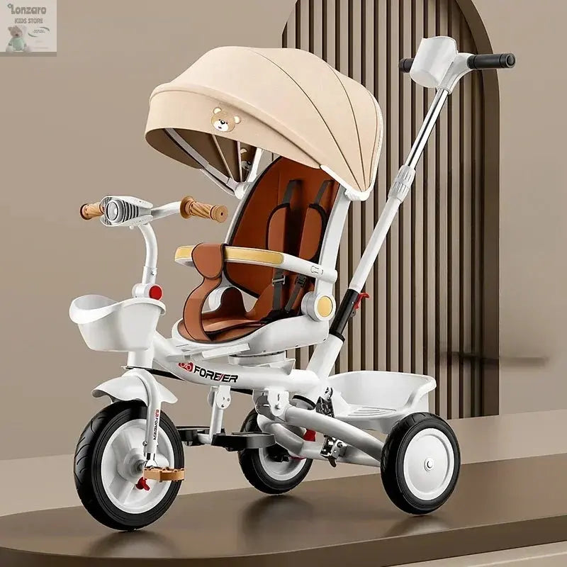 Portable Three-wheel Baby Stroller Foldable Three-wheel Baby Stroller for Children Seat Swivel Three-wheeled Children's Bicycle Lonzaro Kids