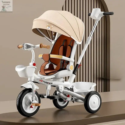 Portable Three-wheel Baby Stroller Foldable Three-wheel Baby Stroller for Children Seat Swivel Three-wheeled Children's Bicycle Lonzaro Kids