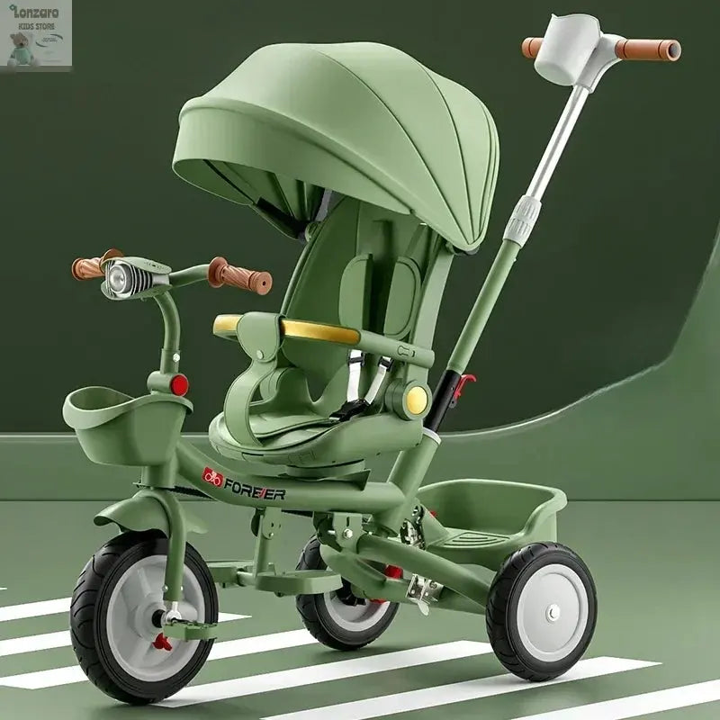 Portable Three-wheel Baby Stroller Foldable Three-wheel Baby Stroller for Children Seat Swivel Three-wheeled Children's Bicycle Lonzaro Kids