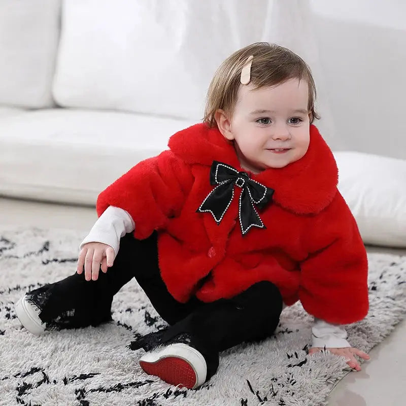 Winter Jacket For Baby Girl Clothes Fashion Christmas Princess Cloak Autumn Warm Faux Fur Girls Coat Plush Baby Outwear Lonzaro Kids