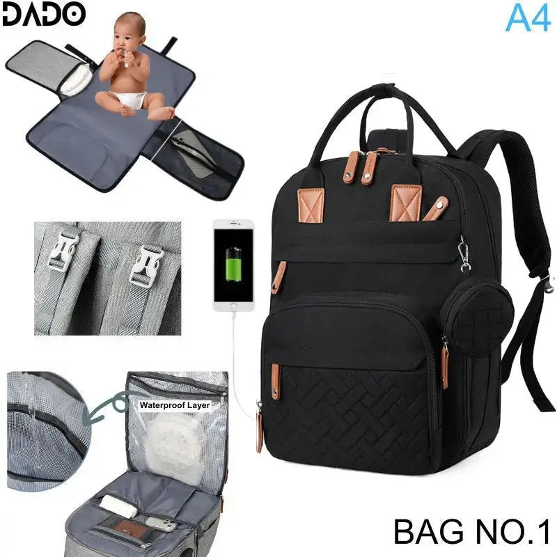 Diaper Bag Backpack Baby Essentials Travel Tote Multifunction Waterproof with Changing Station Pad Stroller Straps Big for Mommy Lonzaro Kids