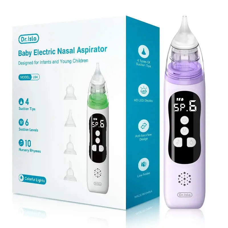 Dr.isla Baby Electric Nasal Aspirator Nose Suction Device with Food Grade Silicone Mouthpiece 6 Suction Modes and Soothing Music Lonzaro Kids