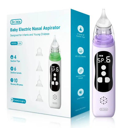 Dr.isla Baby Electric Nasal Aspirator Nose Suction Device with Food Grade Silicone Mouthpiece 6 Suction Modes and Soothing Music Lonzaro Kids