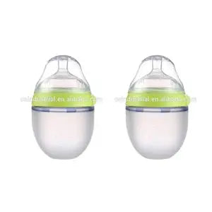 Silicone Baby Bottle Green/Pink 5 oz and 8 oz Baby Bottles 2 Pack BPA free Feeding bottle children kids Lonzaro Kids