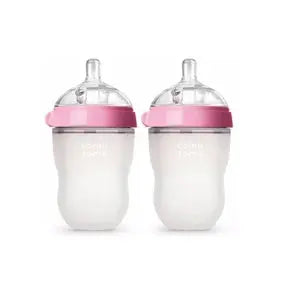 Silicone Baby Bottle Green/Pink 5 oz and 8 oz Baby Bottles 2 Pack BPA free Feeding bottle children kids Lonzaro Kids