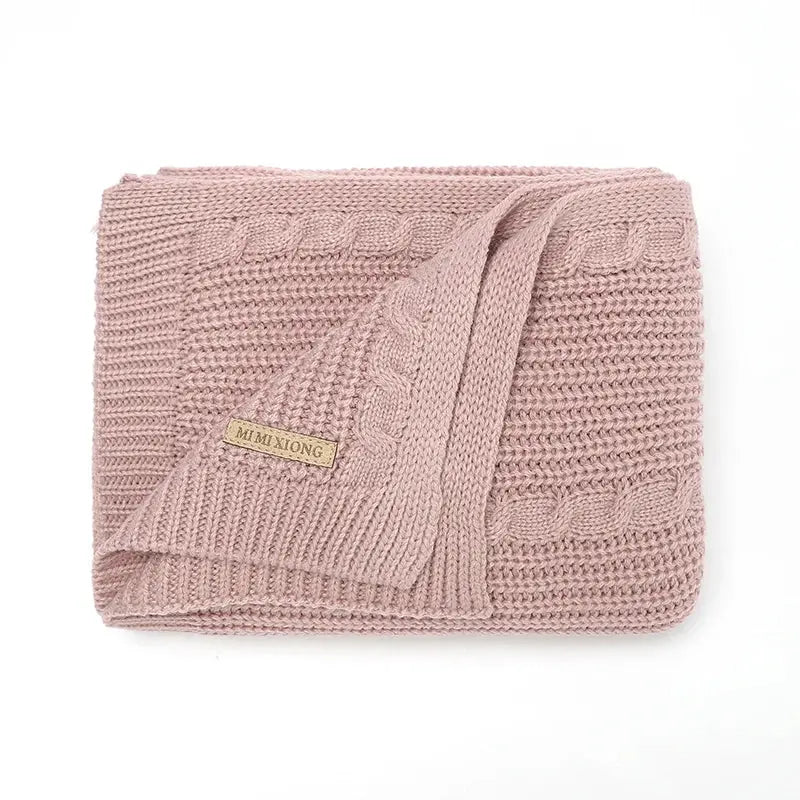 Solid Color Newborn Baby Swaddle Blankets Breathable Knitwear Infant Security Blankets Soft Acrylic Toddler Receiving Blankets Lonzaro Kids