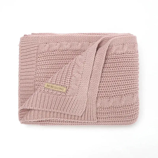 Solid Color Newborn Baby Swaddle Blankets Breathable Knitwear Infant Security Blankets Soft Acrylic Toddler Receiving Blankets Lonzaro Kids