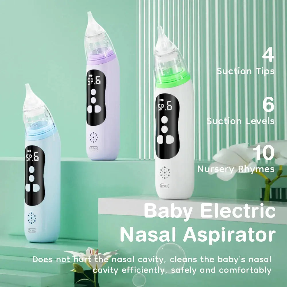 Dr.isla Baby Electric Nasal Aspirator Nose Suction Device with Food Grade Silicone Mouthpiece 6 Suction Modes and Soothing Music Lonzaro Kids