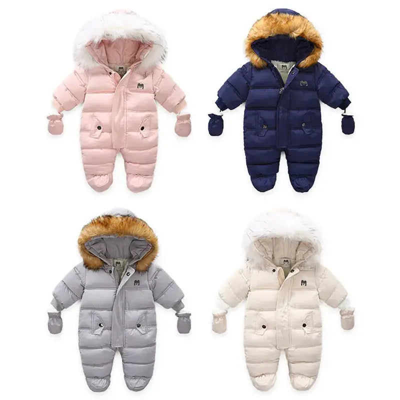 Winter Baby Jumpsuit Thick Warm Infant Hooded Inside Fleece Rompers Newborn Boy Girl Overalls Outerwear Kids Snowsuit Lonzaro Kids