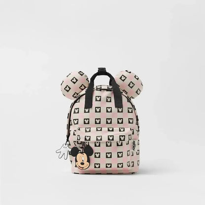 Disney Cartoon Mickey Mouse Cute Fashion Backpack Women's Minnie Canvas School Bag Fashion Large Capacity Backpack Girls Mochila Lonzaro Kids