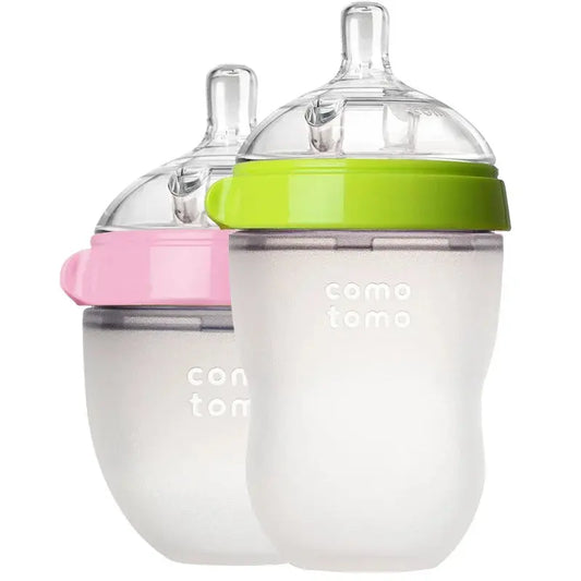 Silicone Baby Bottle Green/Pink 5 oz and 8 oz Baby Bottles 2 Pack BPA free Feeding bottle children kids Lonzaro Kids