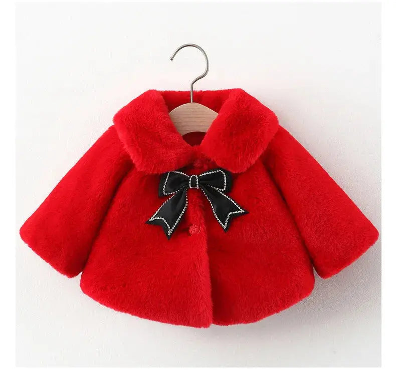 Winter Jacket For Baby Girl Clothes Fashion Christmas Princess Cloak Autumn Warm Faux Fur Girls Coat Plush Baby Outwear Lonzaro Kids