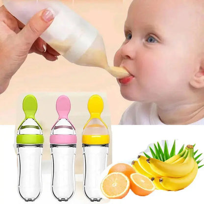 Flexibele Siliconen Fles met Lepel voor Baby's - Lonzaro Kids 
