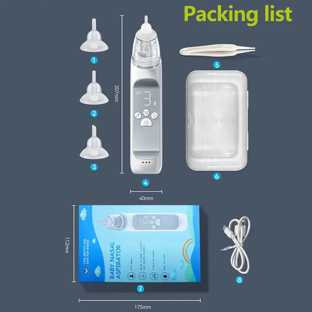 Baby Electric Nasal Aspirator Nose Suction Device with Food Grade Silicone Mouthpiece 3 Suction Modes and Soothing Music Lonzaro Kids