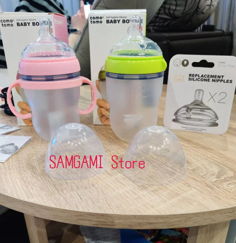 Silicone Baby Bottle Green/Pink 5 oz and 8 oz Baby Bottles 2 Pack BPA free Feeding bottle children kids Lonzaro Kids