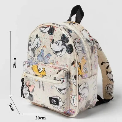 Disney Cartoon Mickey Mouse Cute Fashion Backpack Women's Minnie Canvas School Bag Fashion Large Capacity Backpack Girls Mochila Lonzaro Kids