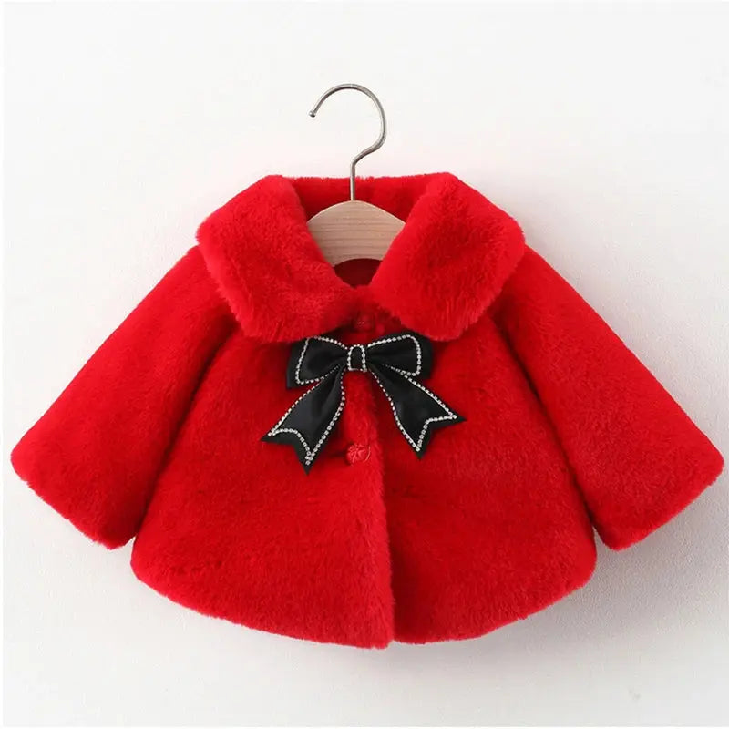 Winter Jacket For Baby Girl Clothes Fashion Christmas Princess Cloak Autumn Warm Faux Fur Girls Coat Plush Baby Outwear Lonzaro Kids