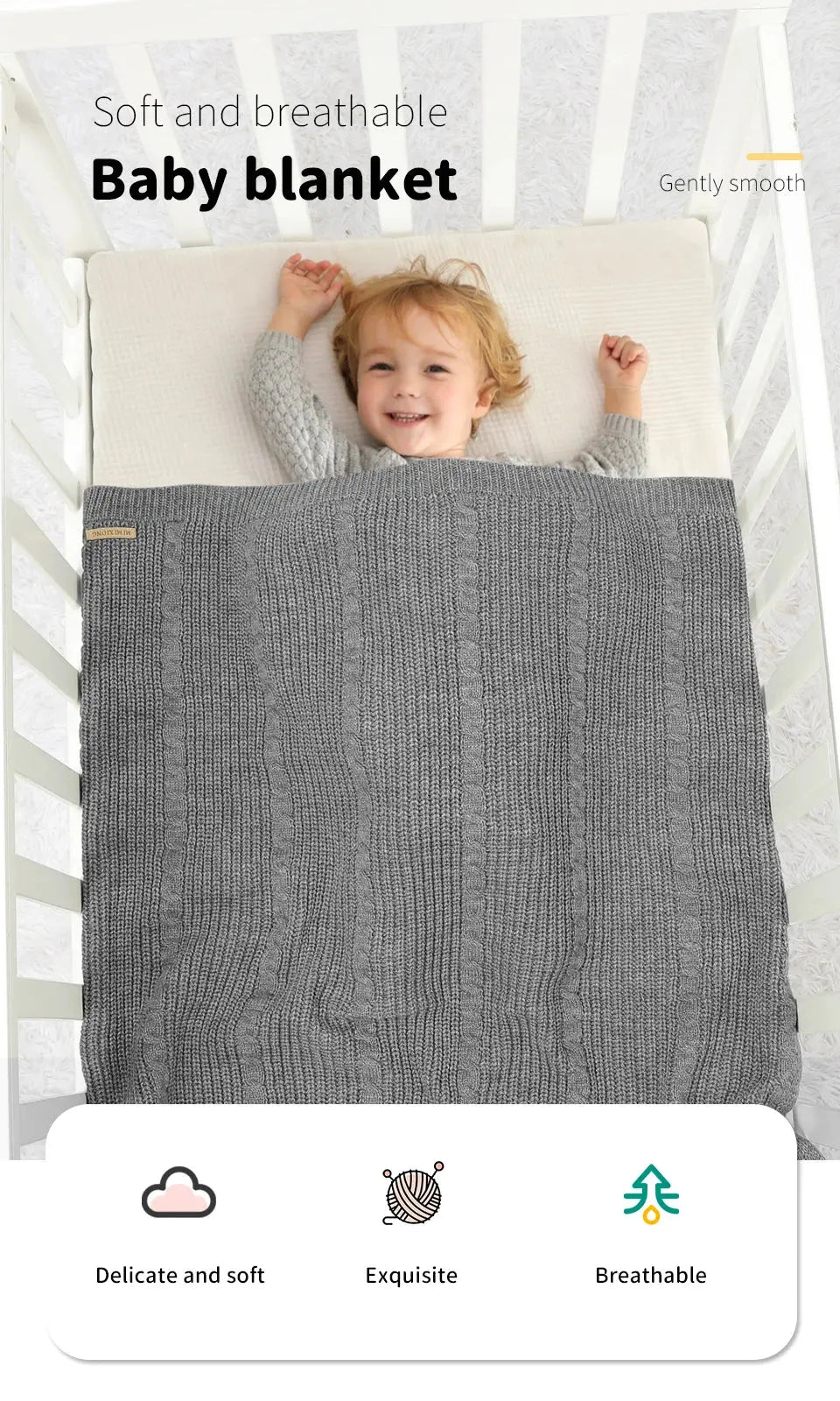 Solid Color Newborn Baby Swaddle Blankets Breathable Knitwear Infant Security Blankets Soft Acrylic Toddler Receiving Blankets Lonzaro Kids