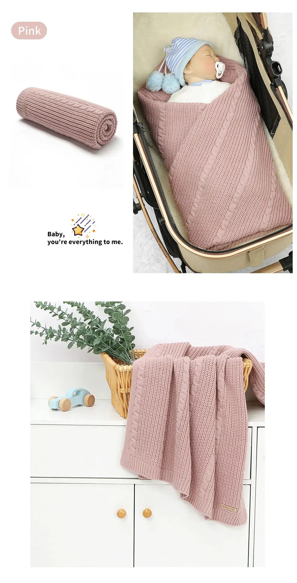 Solid Color Newborn Baby Swaddle Blankets Breathable Knitwear Infant Security Blankets Soft Acrylic Toddler Receiving Blankets Lonzaro Kids