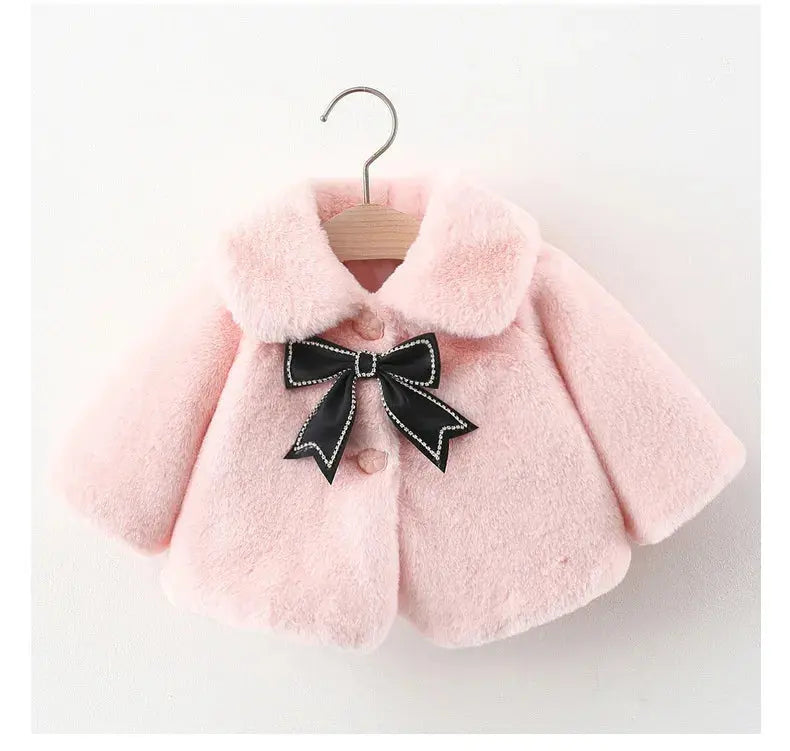 Winter Jacket For Baby Girl Clothes Fashion Christmas Princess Cloak Autumn Warm Faux Fur Girls Coat Plush Baby Outwear Lonzaro Kids