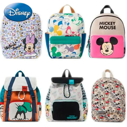 Disney Cartoon Mickey Mouse Cute Fashion Backpack Women's Minnie Canvas School Bag Fashion Large Capacity Backpack Girls Mochila Lonzaro Kids