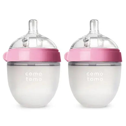 Silicone Baby Bottle Green/Pink 5 oz and 8 oz Baby Bottles 2 Pack BPA free Feeding bottle children kids Lonzaro Kids