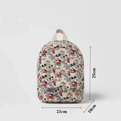 Disney Cartoon Mickey Mouse Cute Fashion Backpack Women's Minnie Canvas School Bag Fashion Large Capacity Backpack Girls Mochila Lonzaro Kids