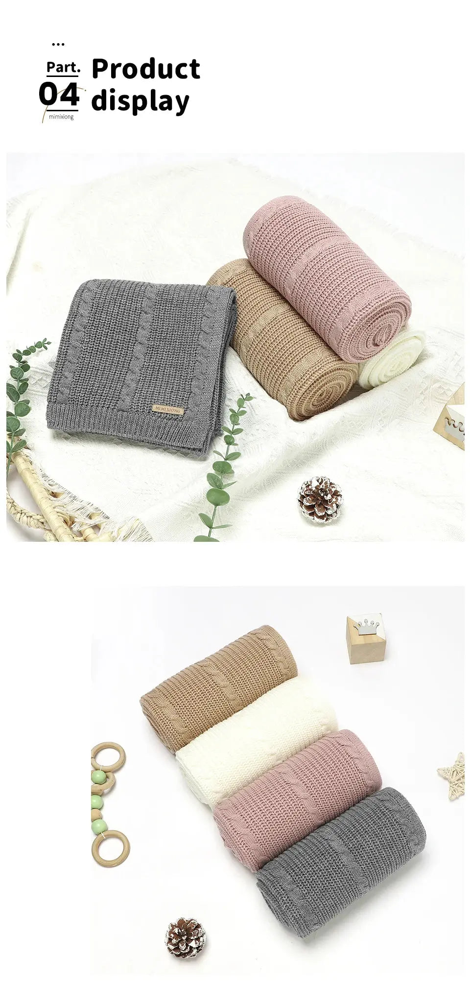 Solid Color Newborn Baby Swaddle Blankets Breathable Knitwear Infant Security Blankets Soft Acrylic Toddler Receiving Blankets Lonzaro Kids