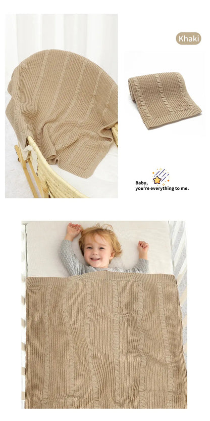 Solid Color Newborn Baby Swaddle Blankets Breathable Knitwear Infant Security Blankets Soft Acrylic Toddler Receiving Blankets Lonzaro Kids